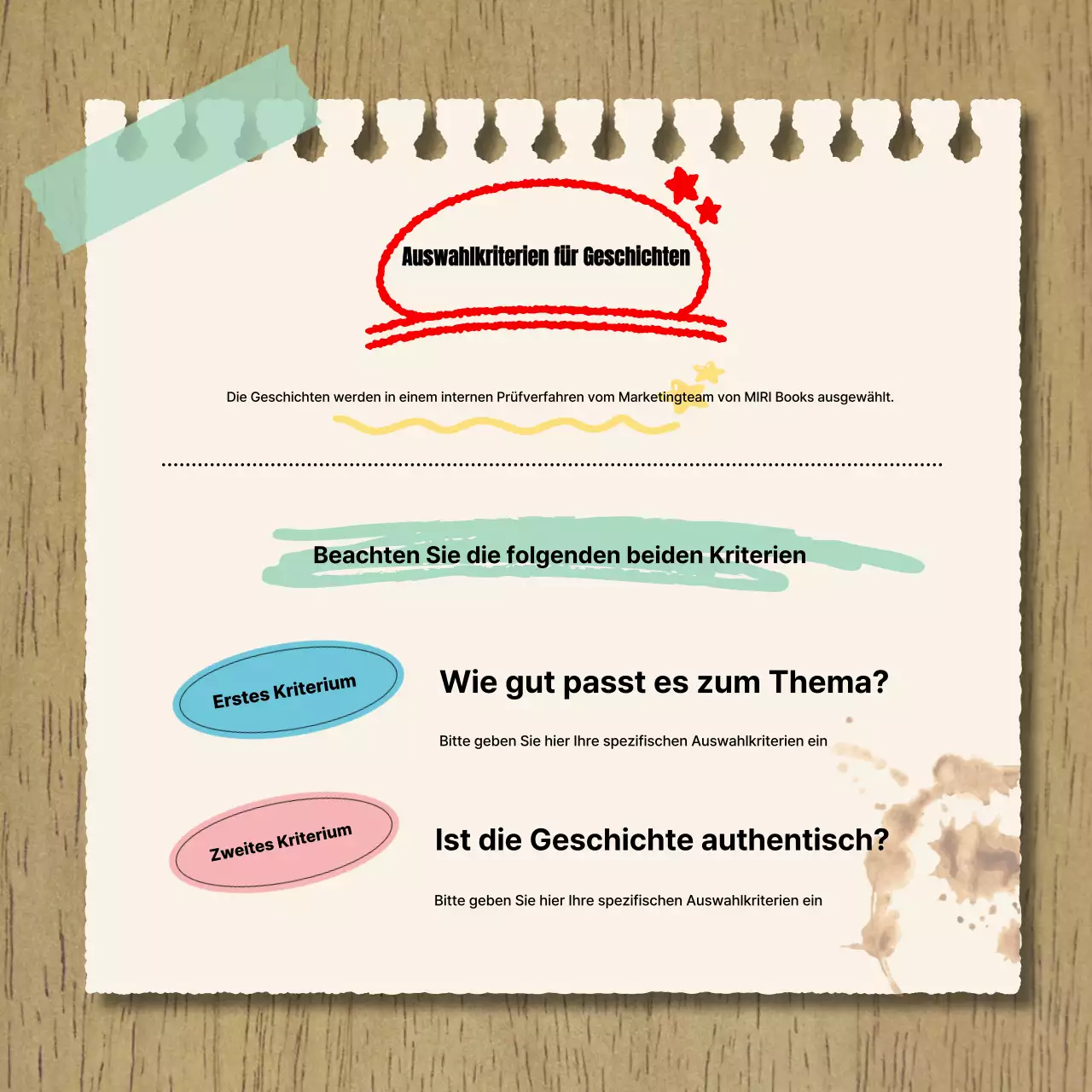 Ankündigung eines Aufrufs für Geschichten in Beige und Vintage