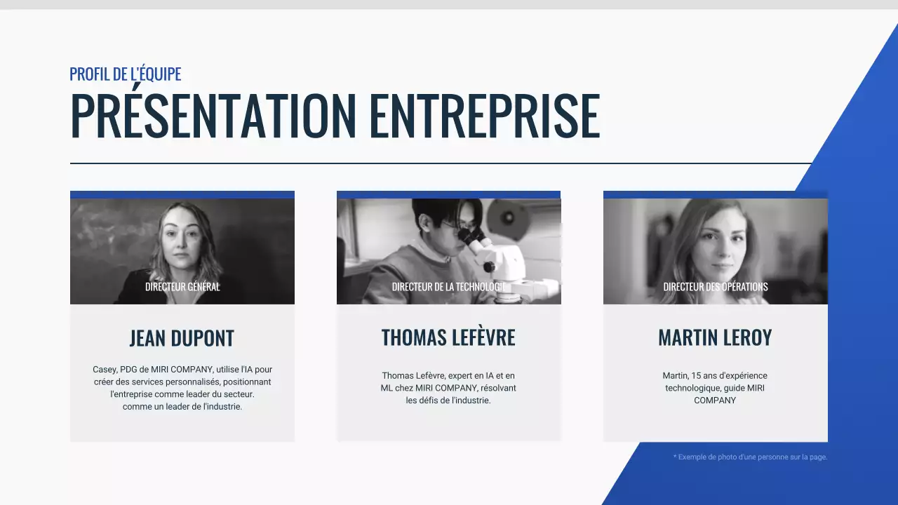 document de pitch deck moderne bleu