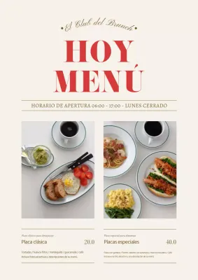 Promover un tablero de menú sencillo de color beige