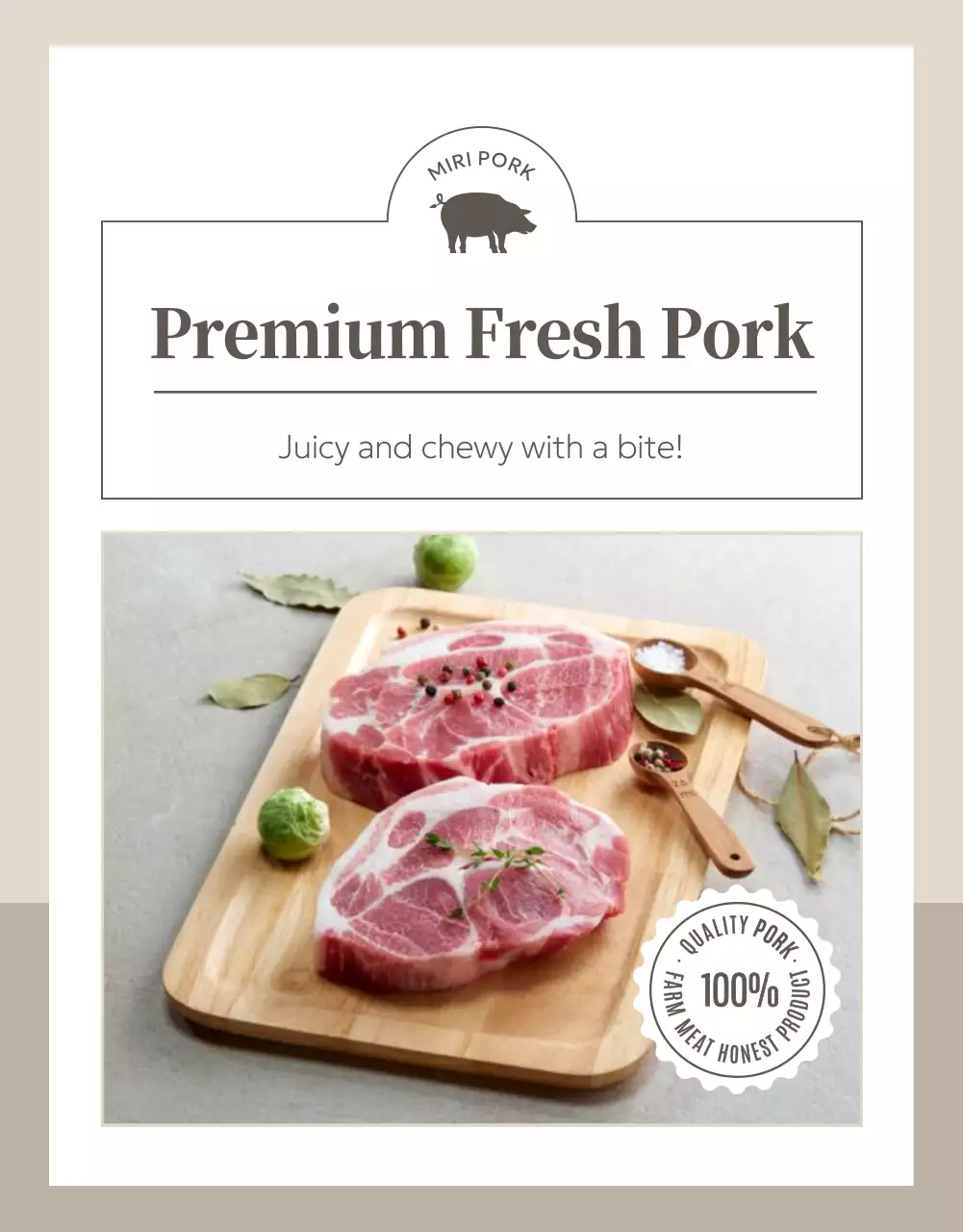 Beige Classic Pork Promotion Poster