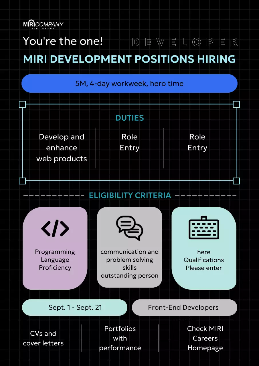 Poster tuyển dụng việc làm hiện đại màu đen