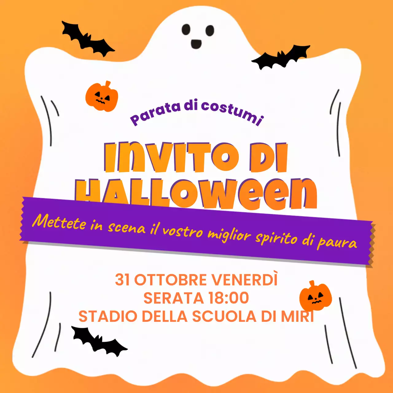 invito di Halloween arancione retrò