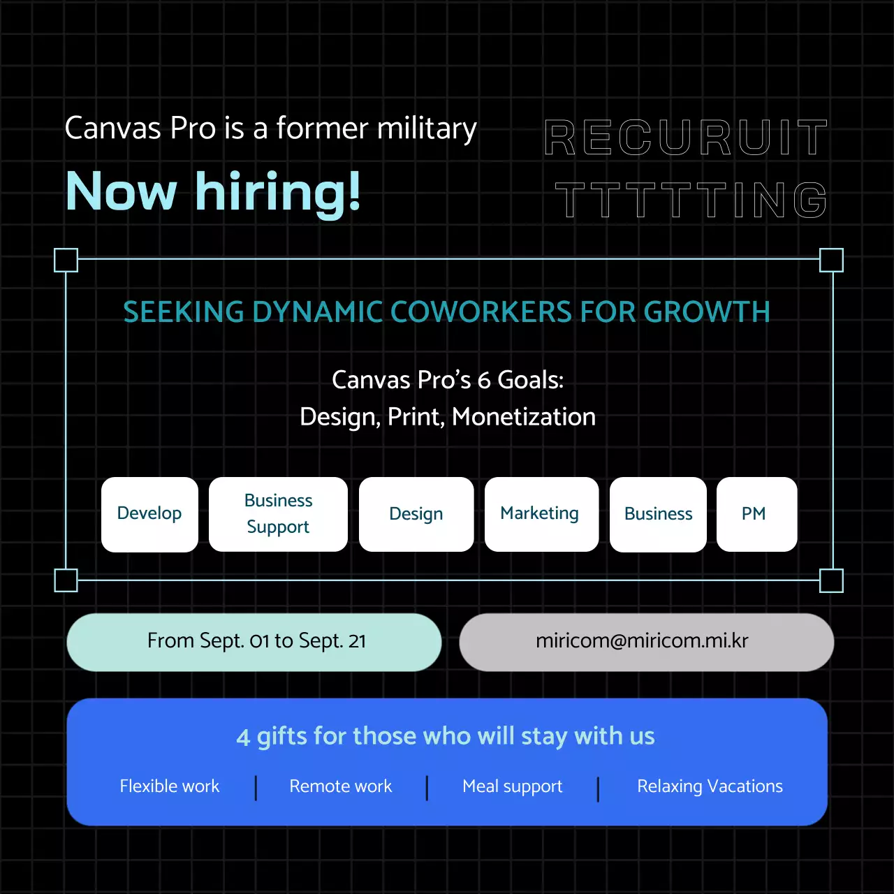 Black Modern Recruitment Advertisement Instagram Carousel