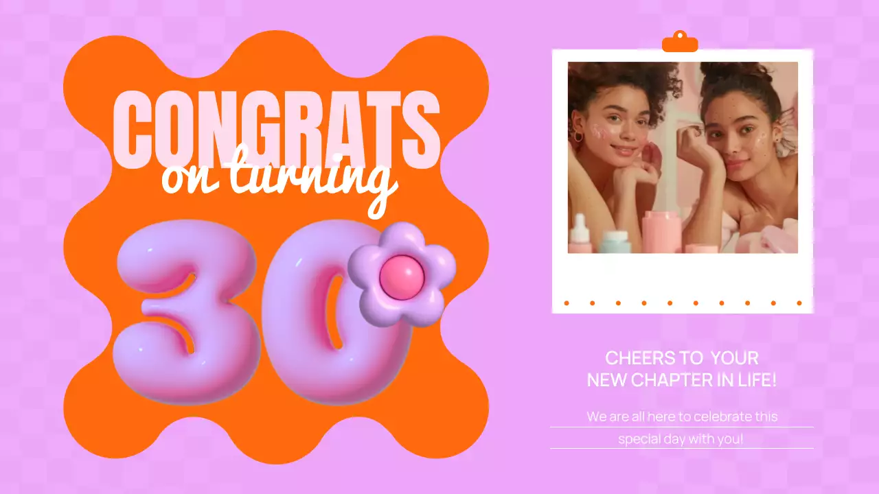 오렌지 레트로 생일 초대장 프레젠테이션