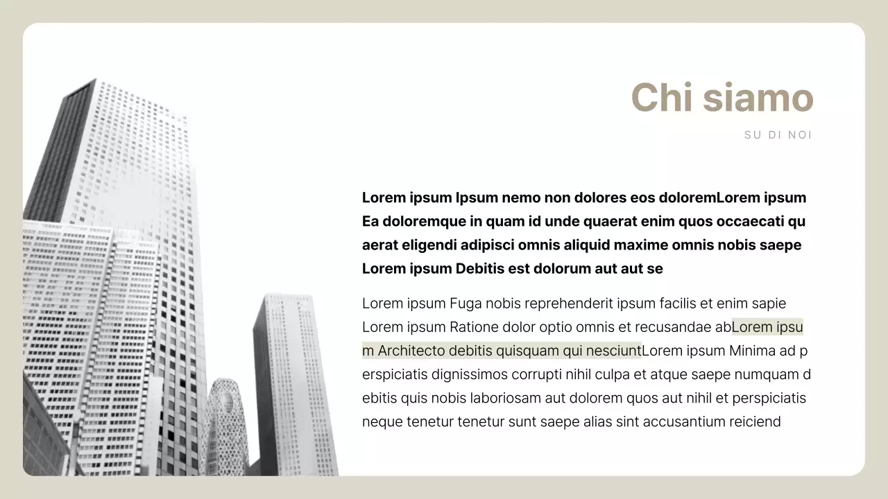 Descrizione del profilo aziendale di Beige Simple