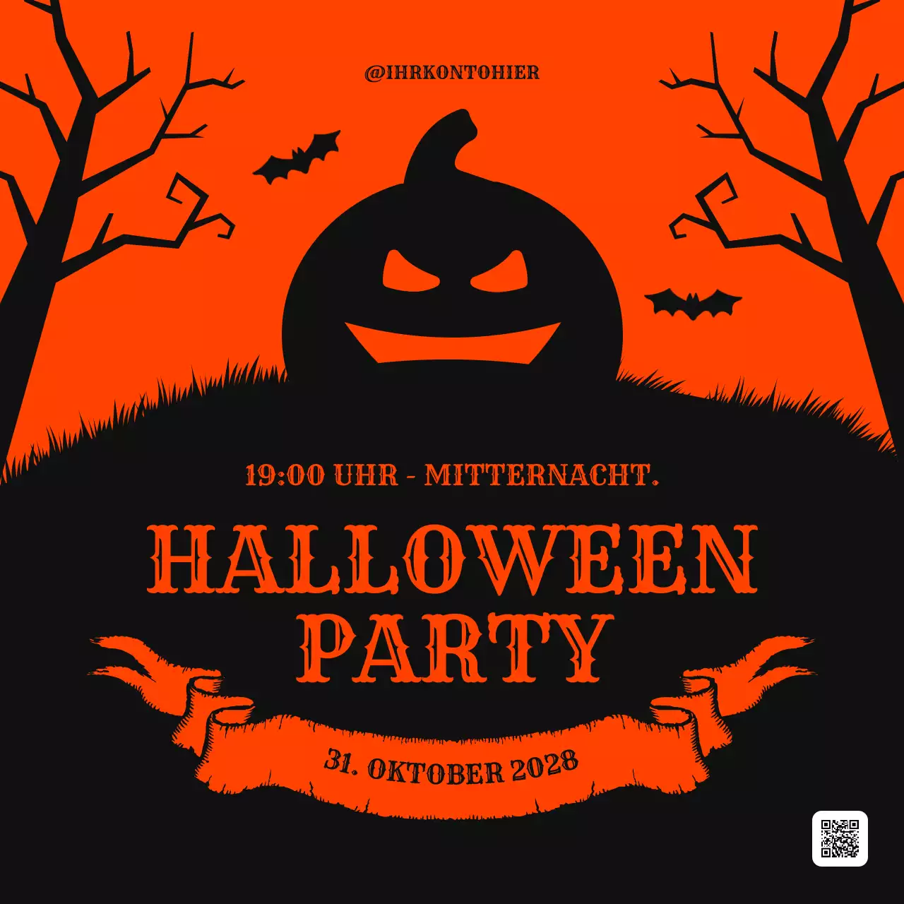 rot vintage halloween party aushang