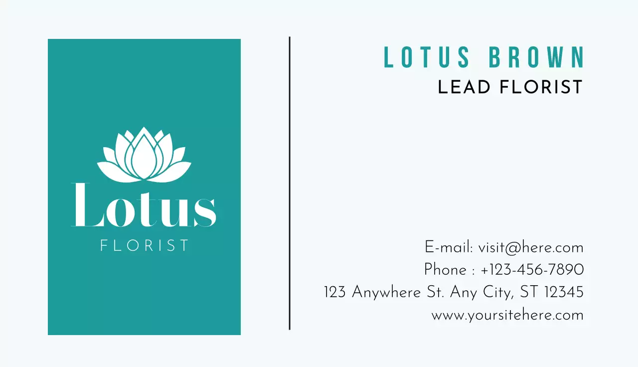 Teal Modern Florist Business Card