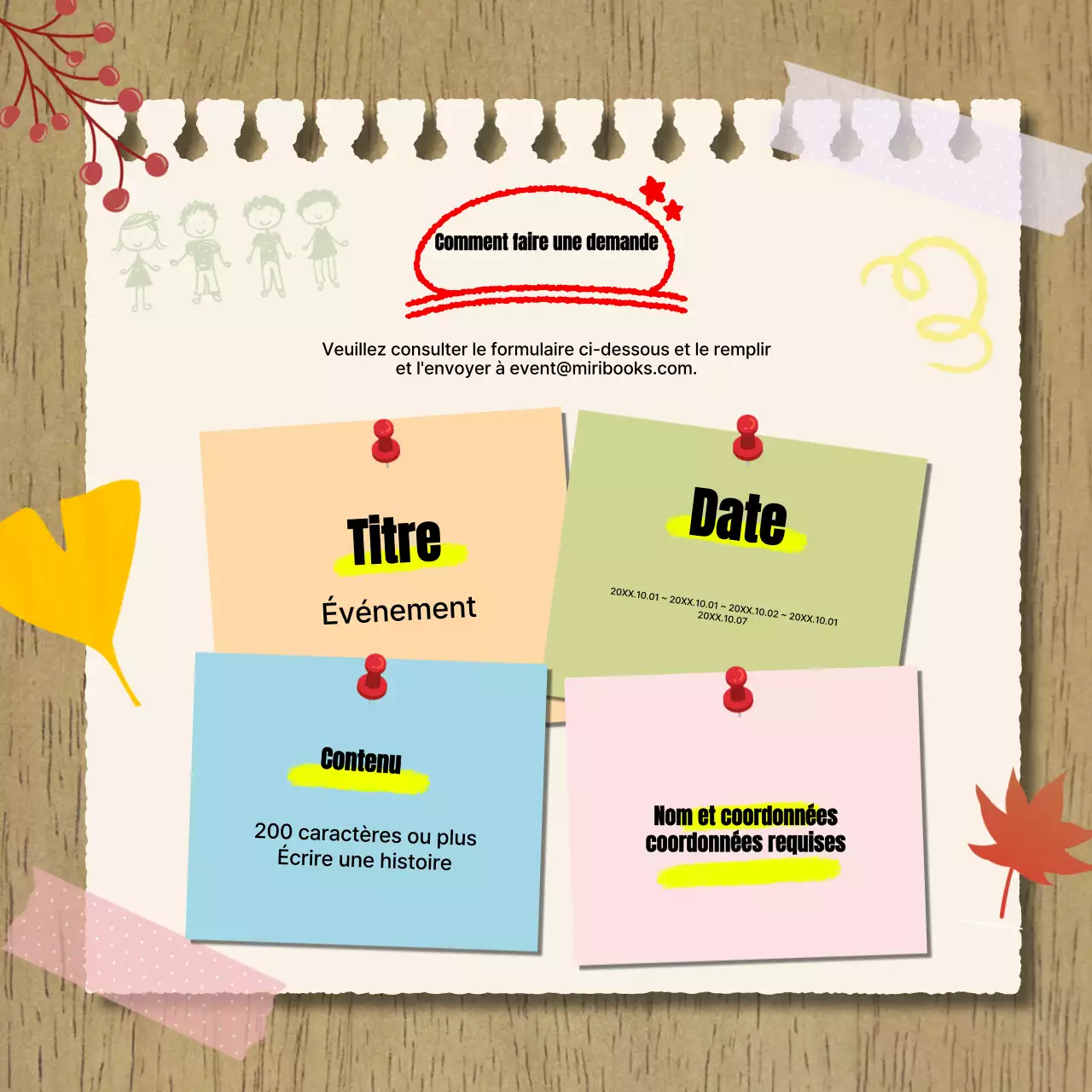 Annonce d'un appel à histoires beige et vintage