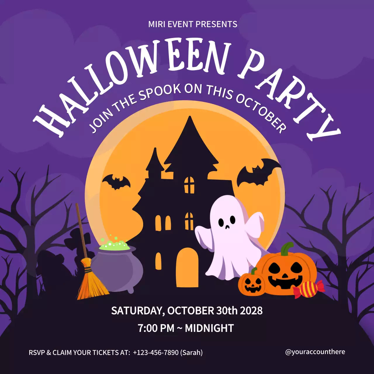 Purple Spooky Halloween Event Social Media Post