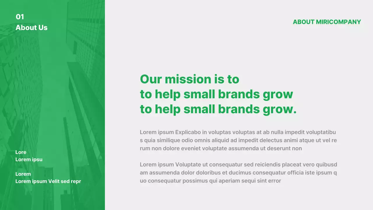 Apresentação do documento da marca Green Minimal