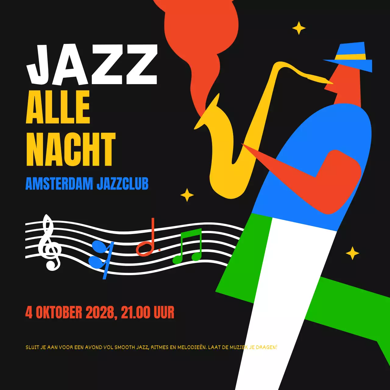 kleurrijk gedurfd jazz evenement