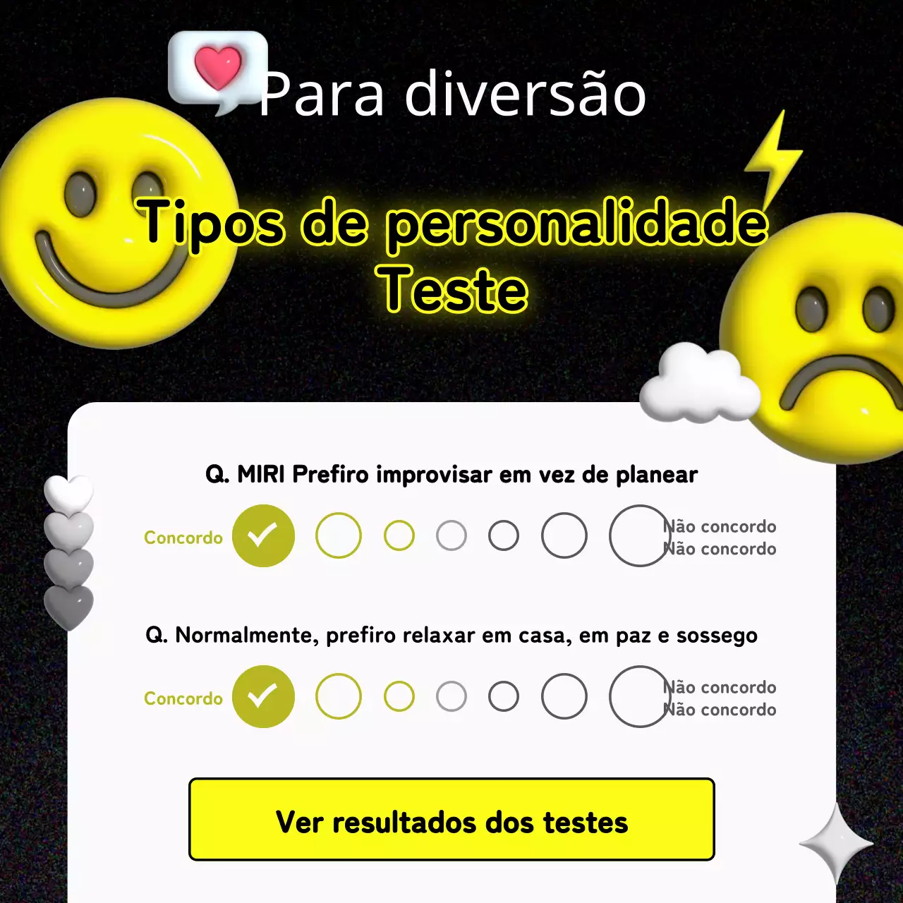 Um post sobre o teste MBTI preto e amarelo