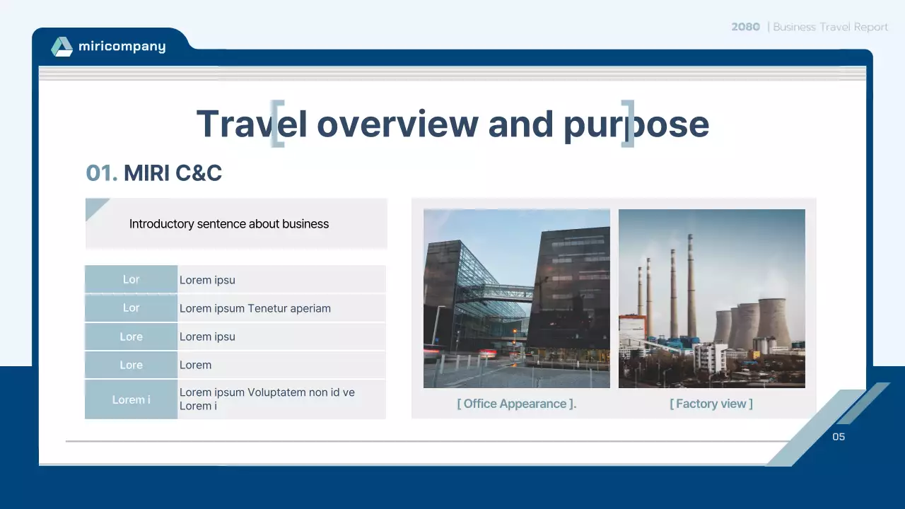 Blue Professional Travel Report Document Presentation