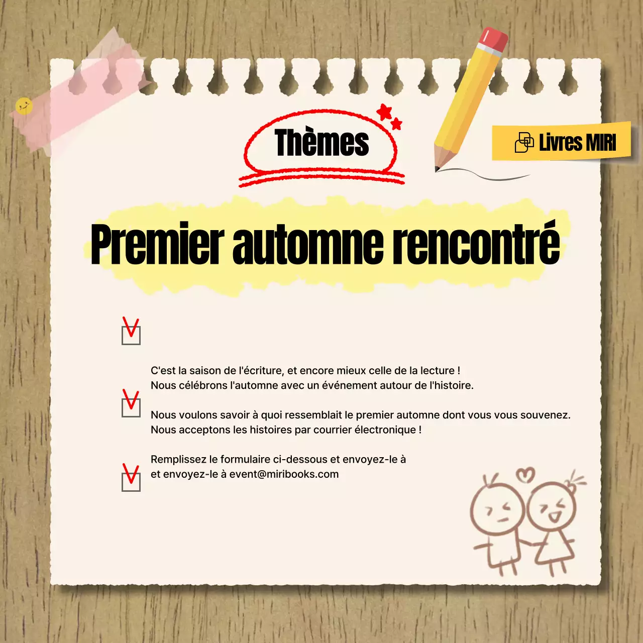 Annonce d'un appel à histoires beige et vintage