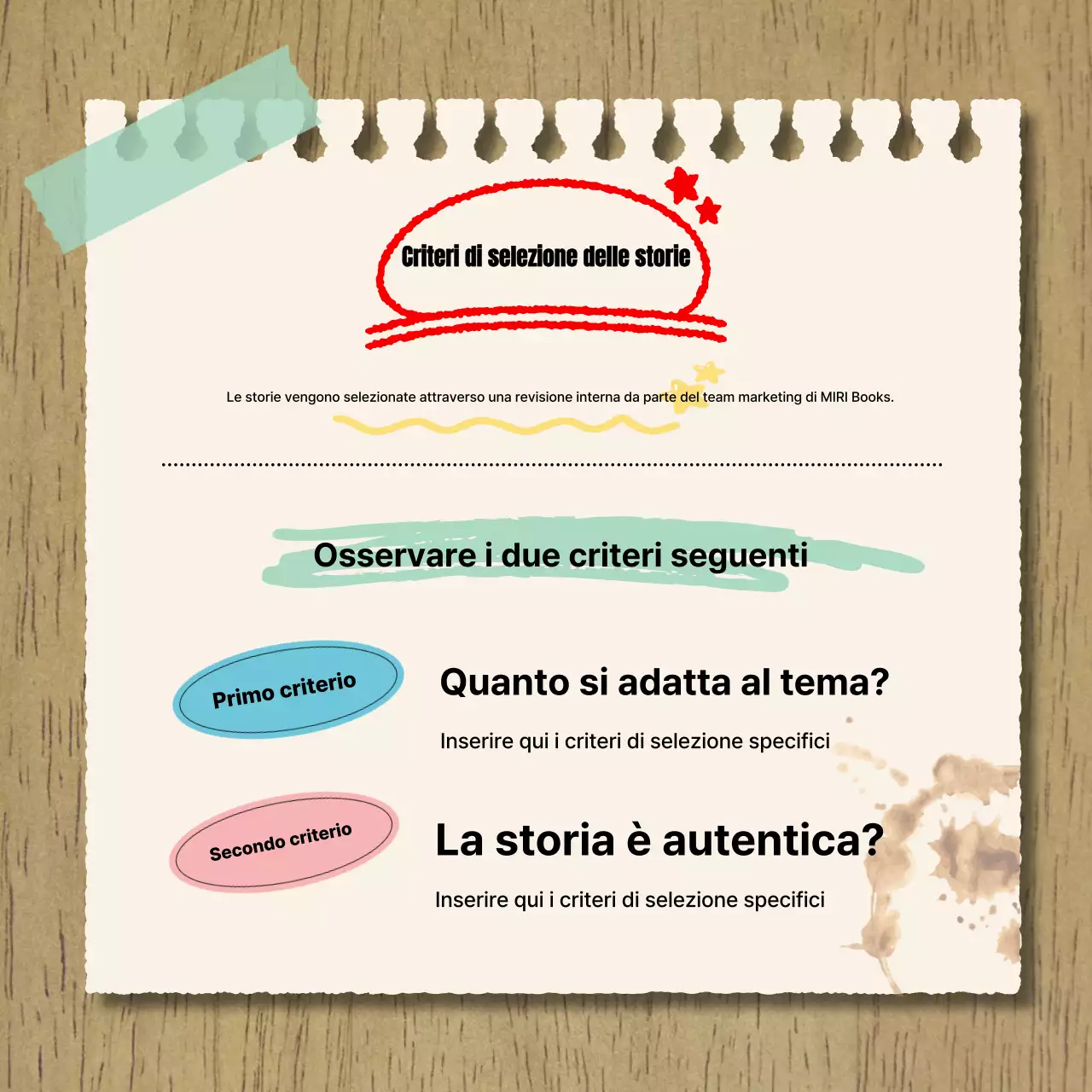 Annuncio di un bando per storie beige e vintage