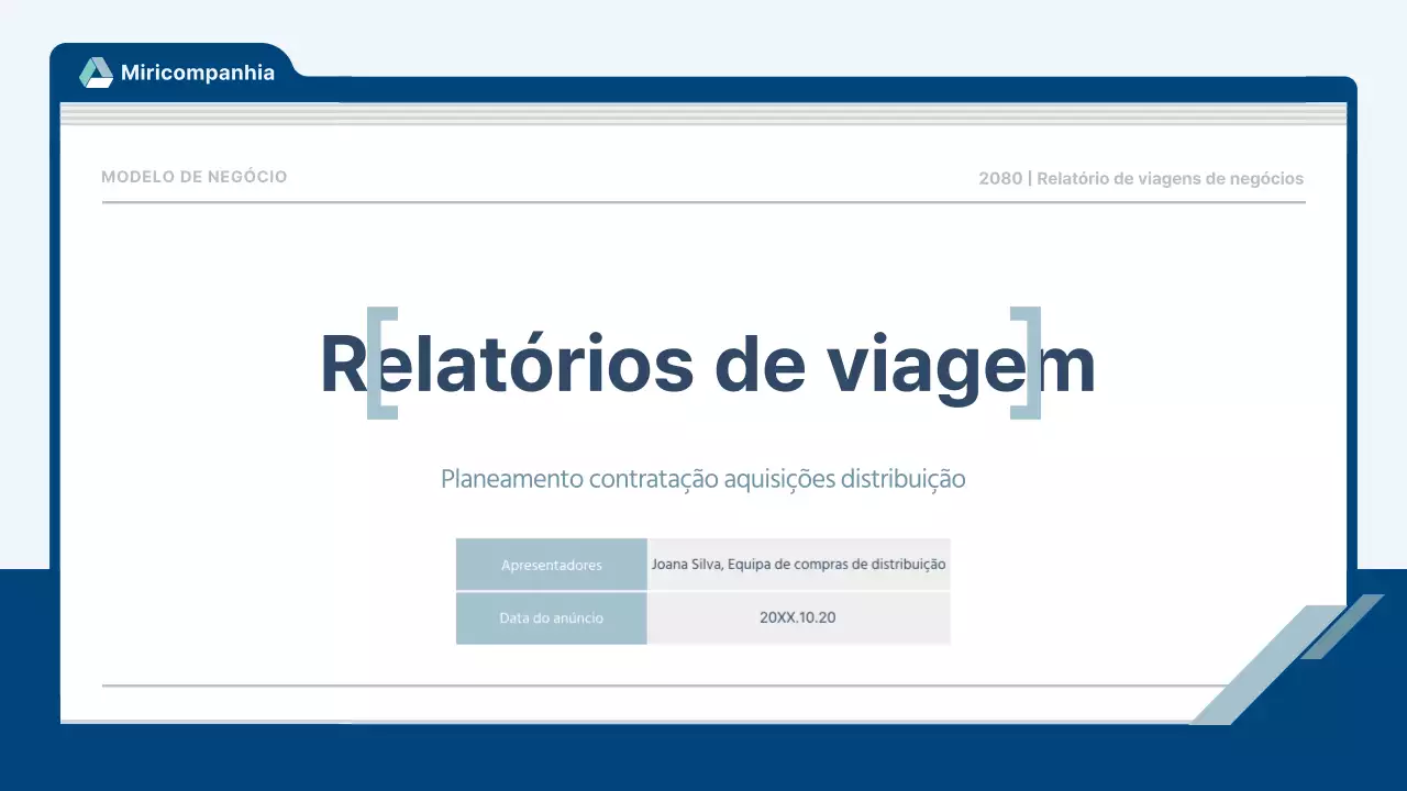 Contrato de relatório de viagem azul claro e limpo