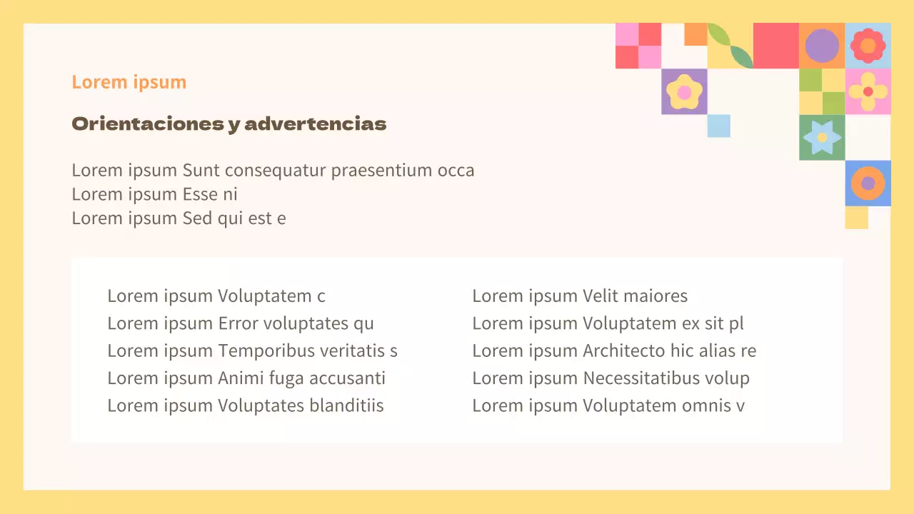 Guía de experiencias culturales tradicionales amarilla y naranja