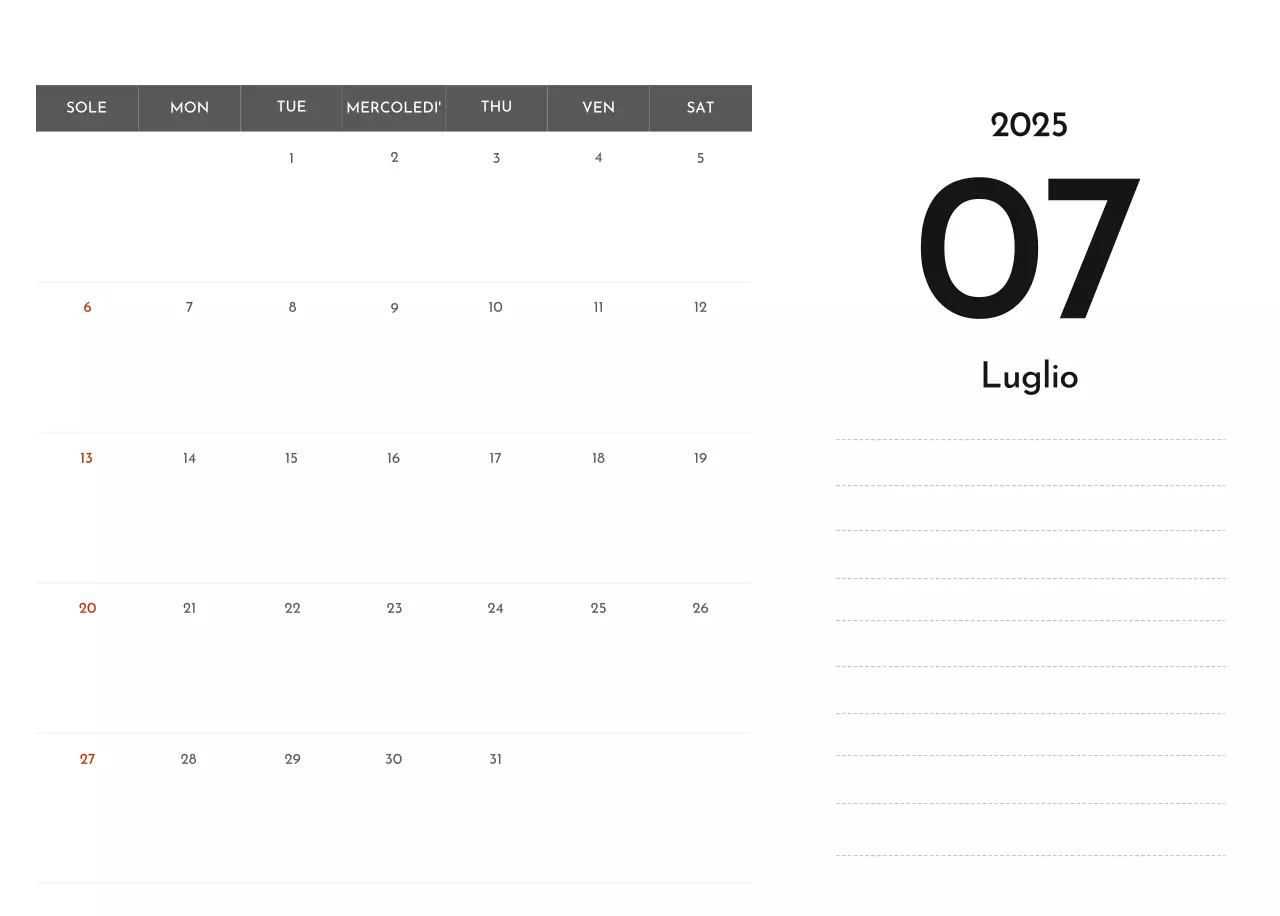 Un semplice calendario aziendale in grigio
