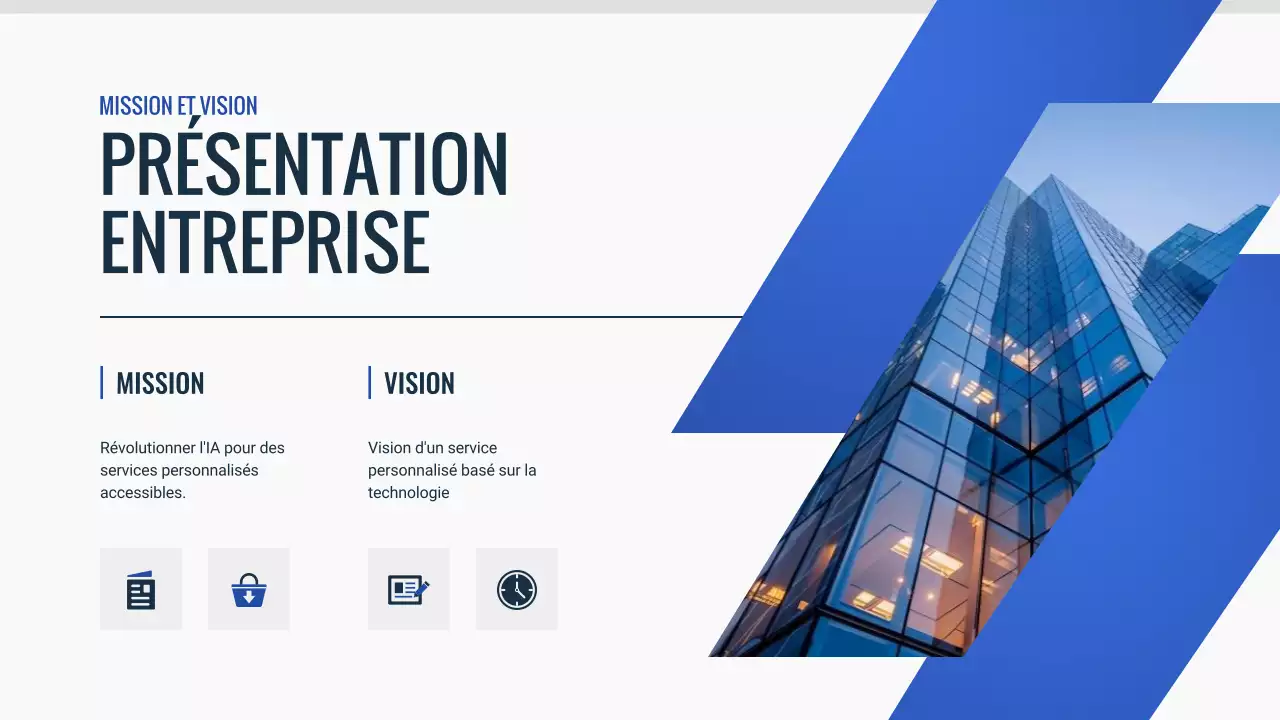 document de pitch deck moderne bleu