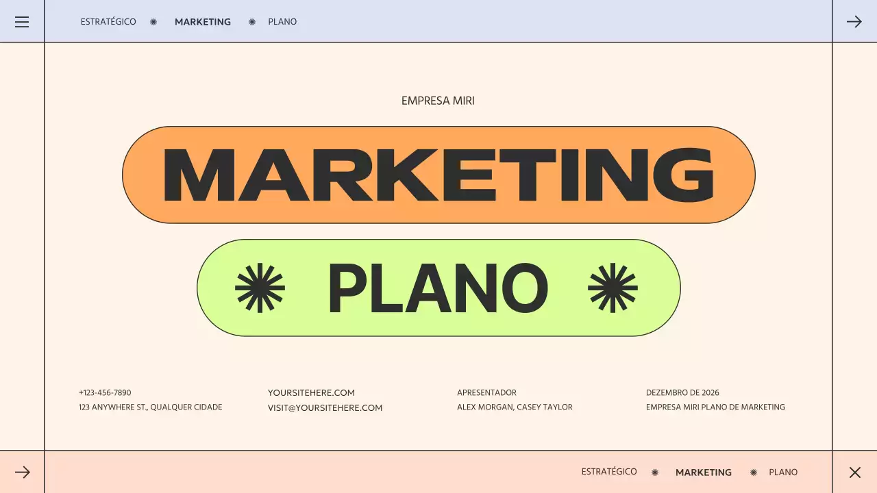 plano de marketing geométrico verde laranja