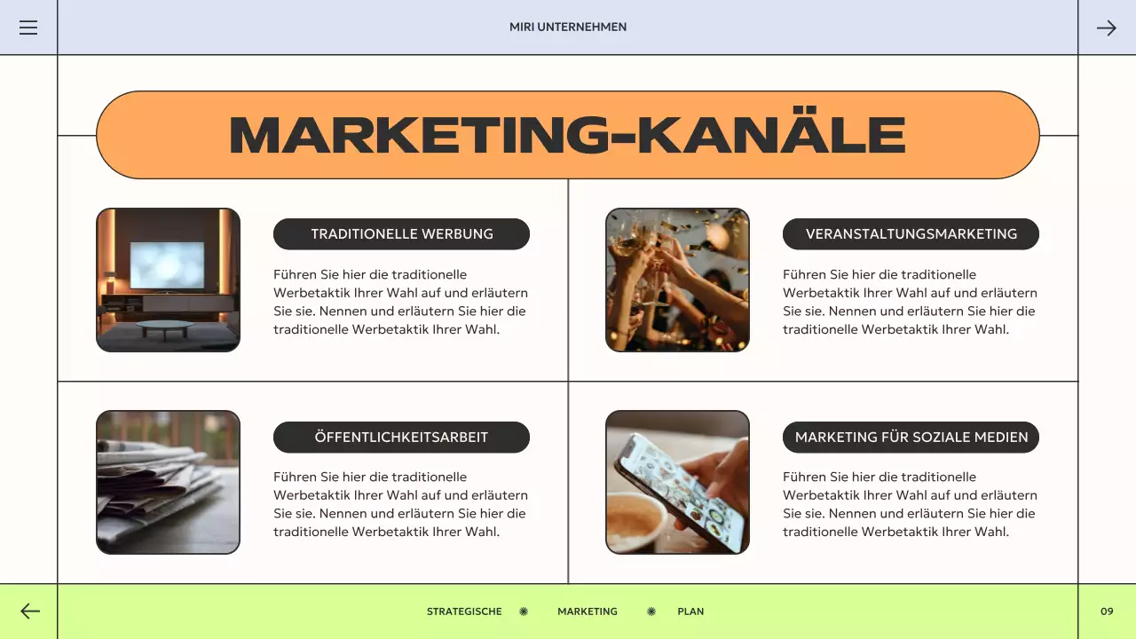 orange-grüner geometrischer Marketingplan