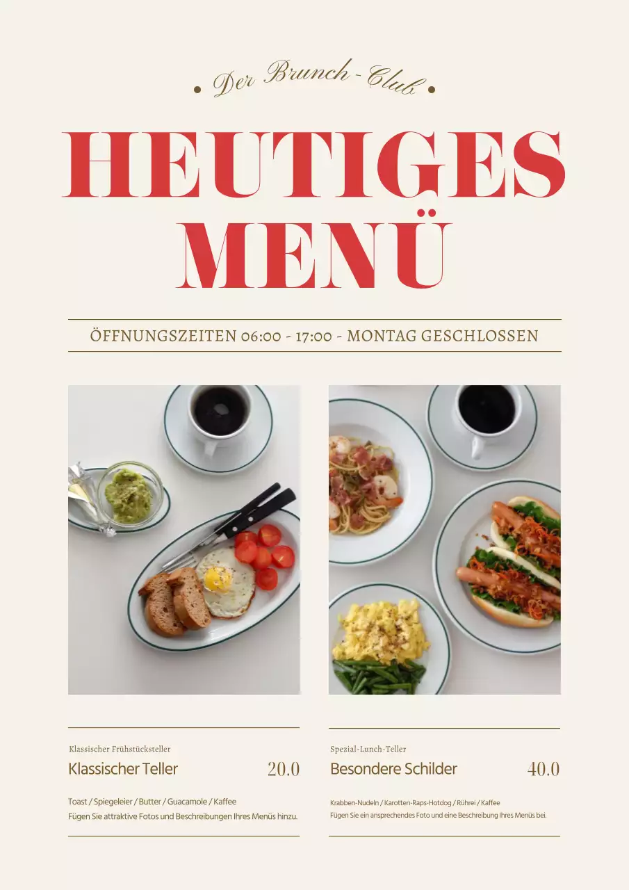 Werben Sie für eine schlichte beigefarbene Menütafel