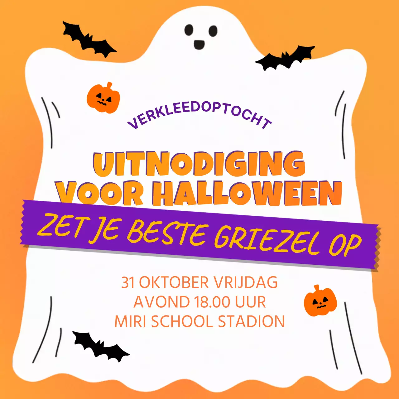 oranje retro Halloween uitnodiging