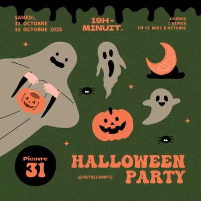 orange vert rétro fête d'halloween événement