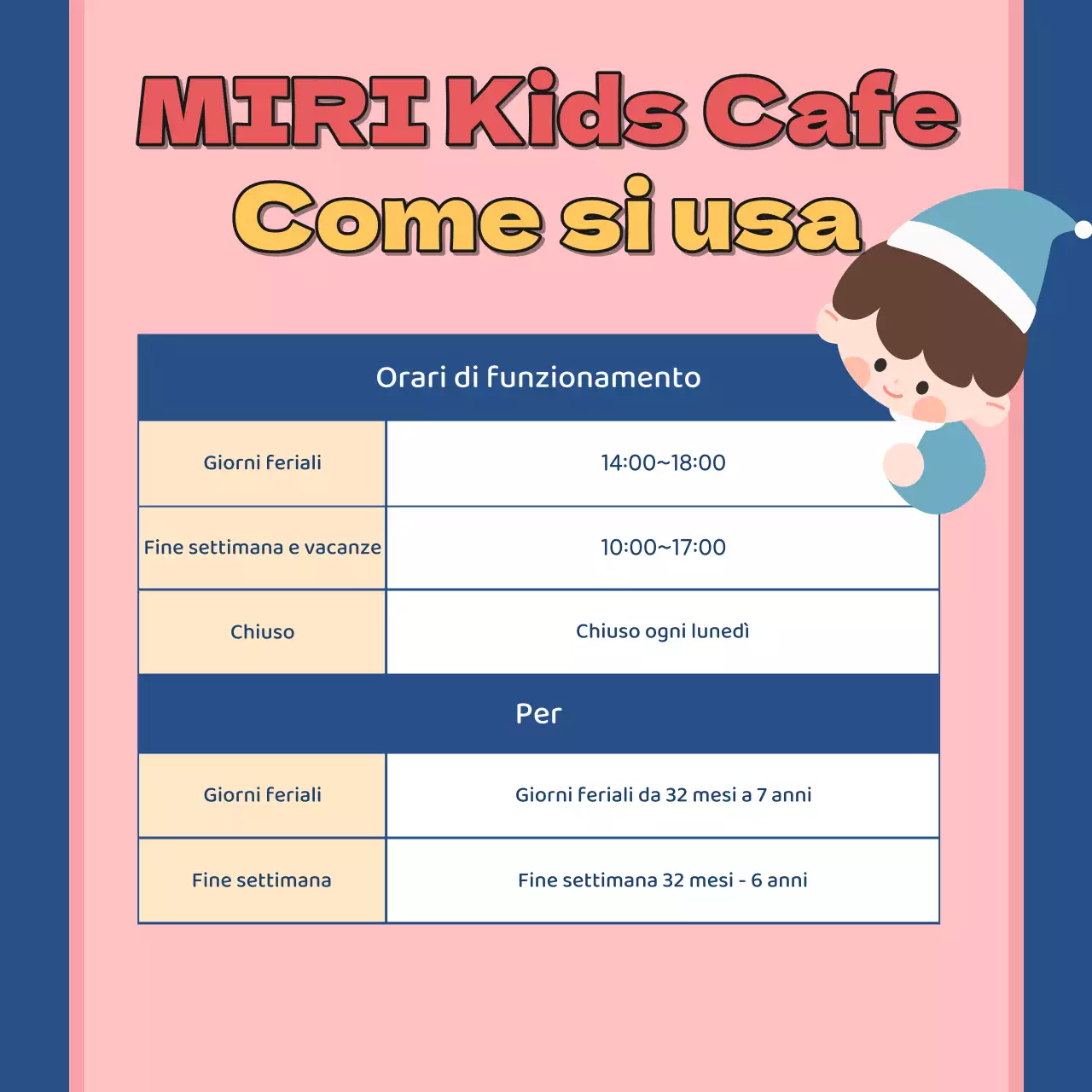 Promozione dell'accogliente caffè per bambini Blue's