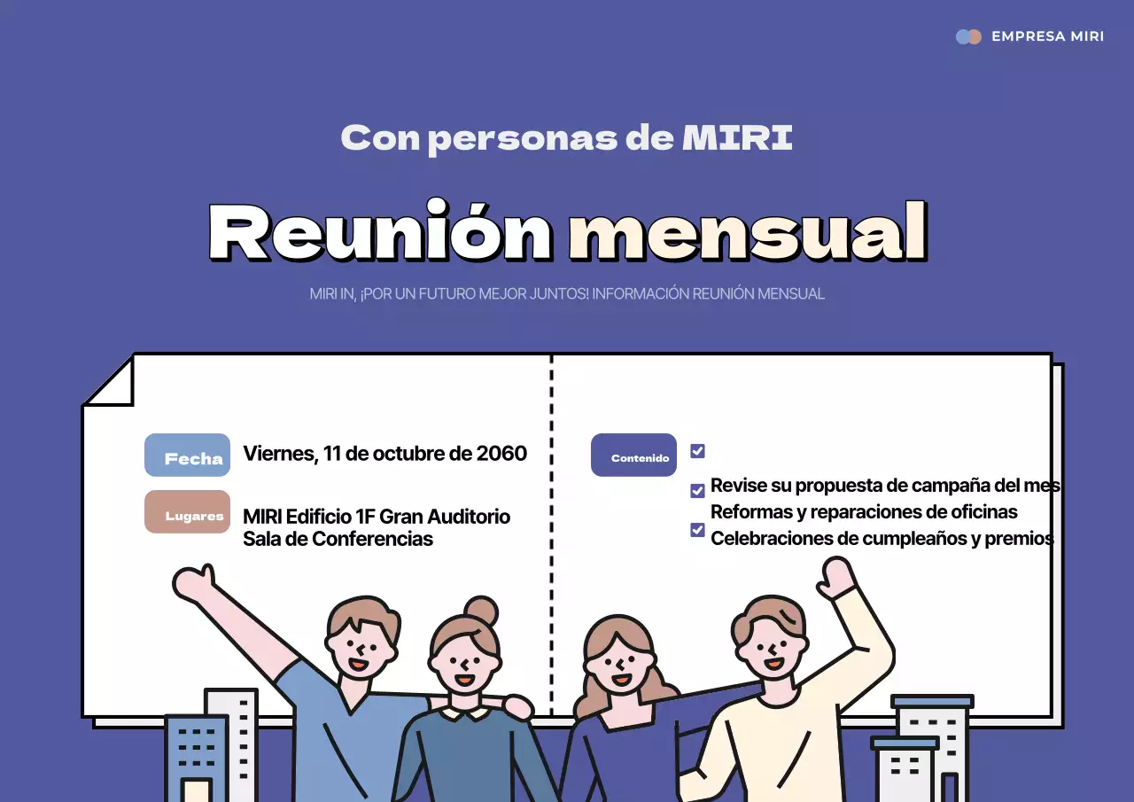 Anuncios de reuniones Blue Neat