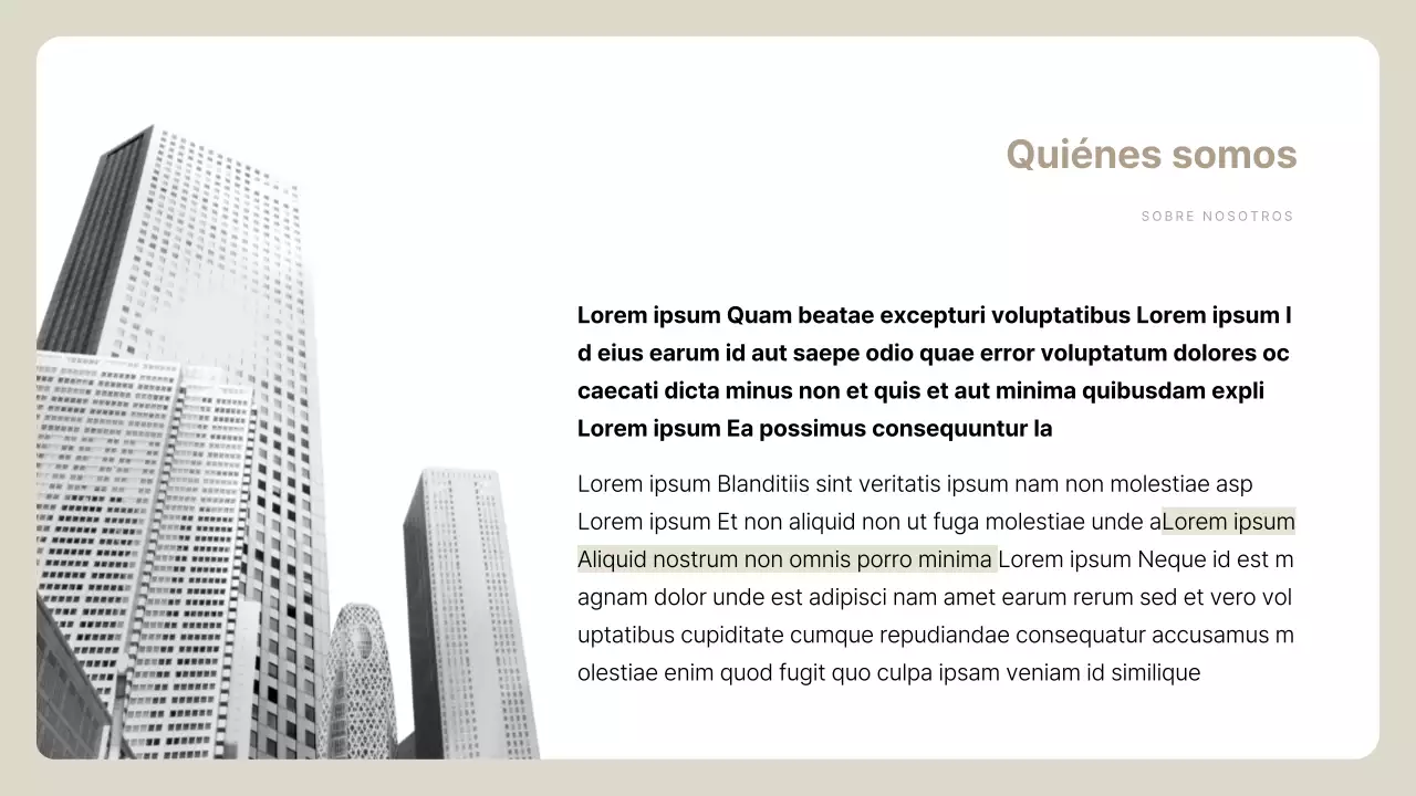 Descripción del perfil de la empresa Beige Simple