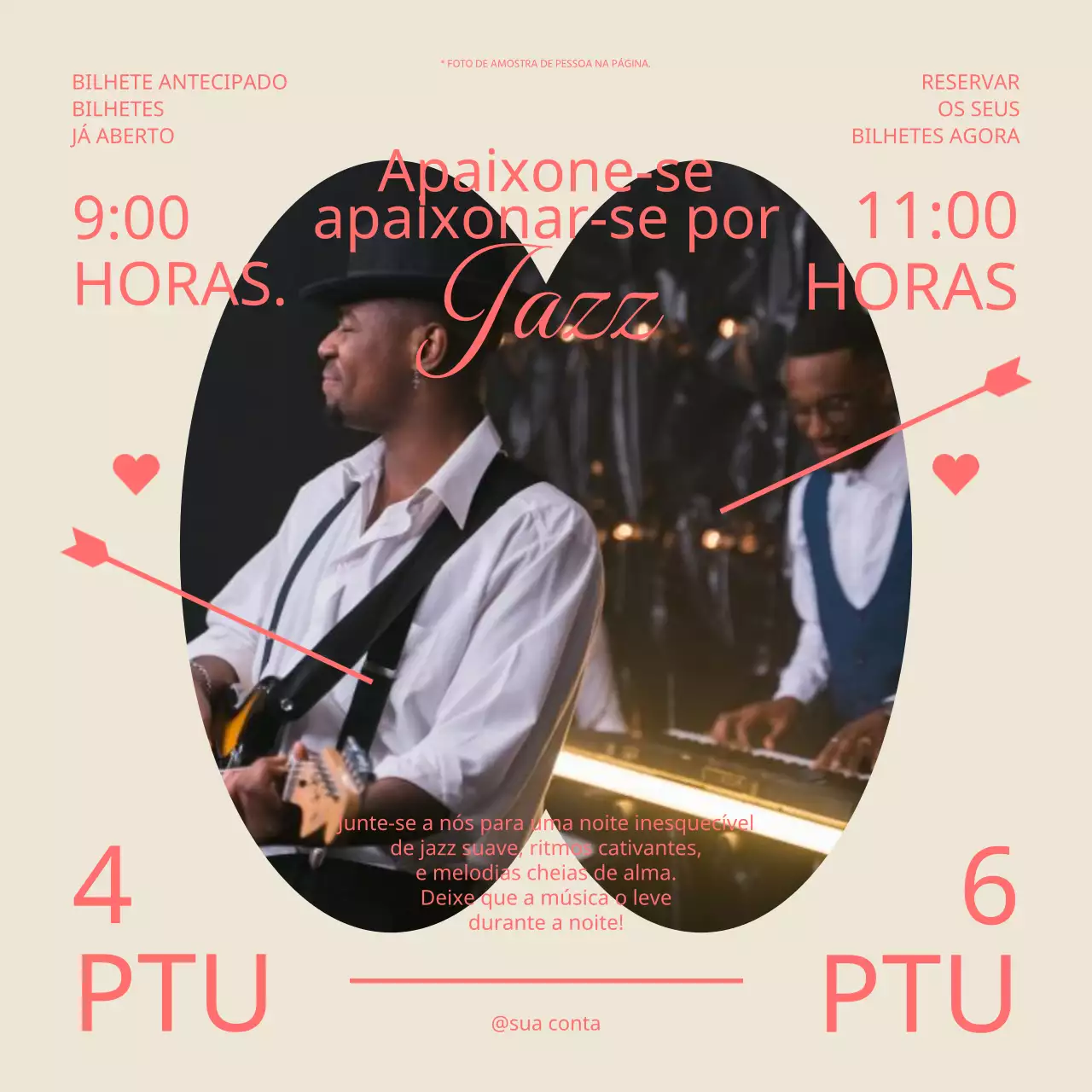 promoção de espectáculos de jazz bege trendy