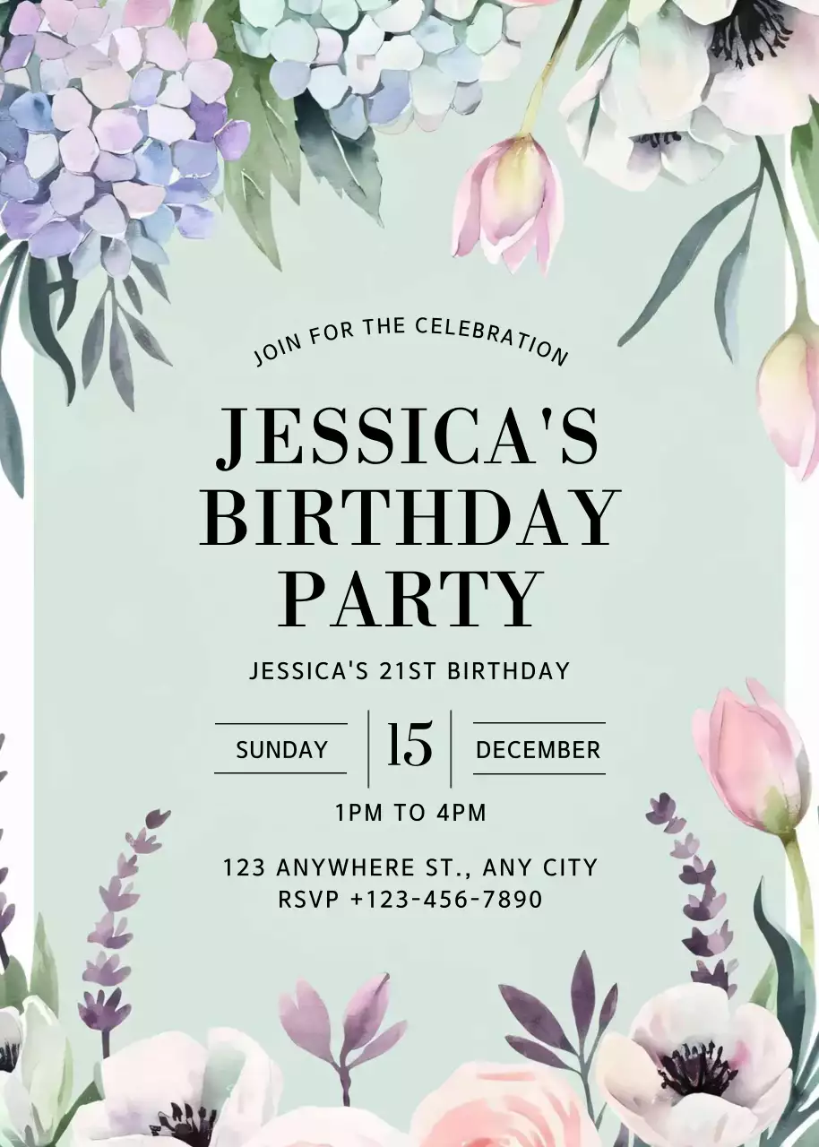 lời mời sinh nhật hoa bạc hà