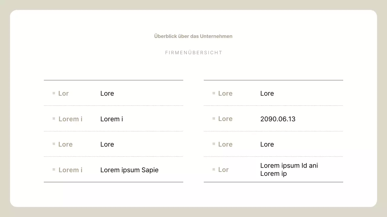 Beige Simple Unternehmensprofil Beschreibung