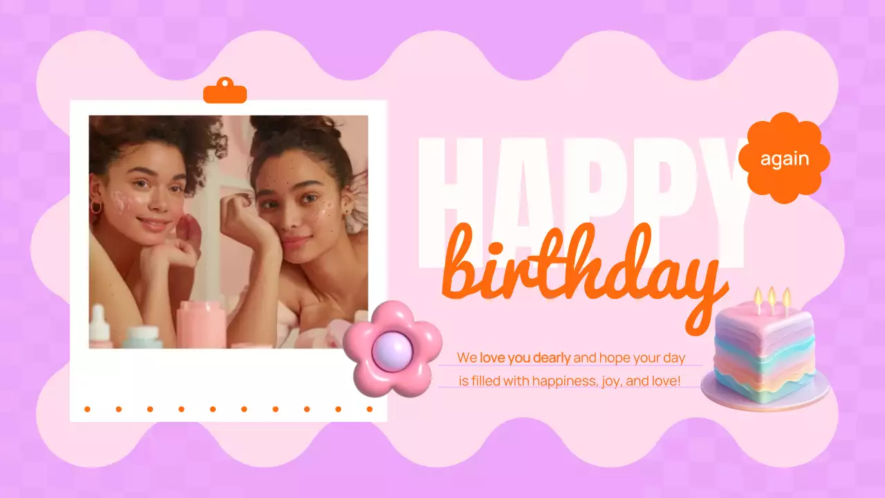 오렌지 레트로 생일 초대장 프레젠테이션