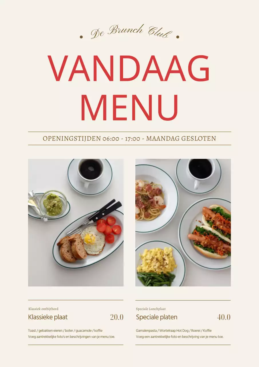 Een beige eenvoudig menubord promoten