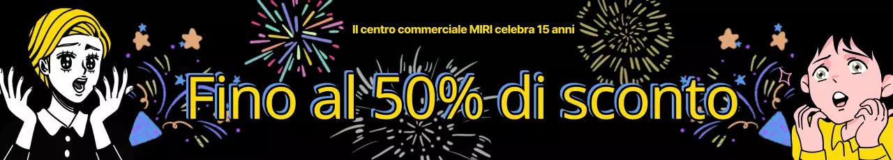 Annuncio di vendita in un centro commerciale con un tocco di nero