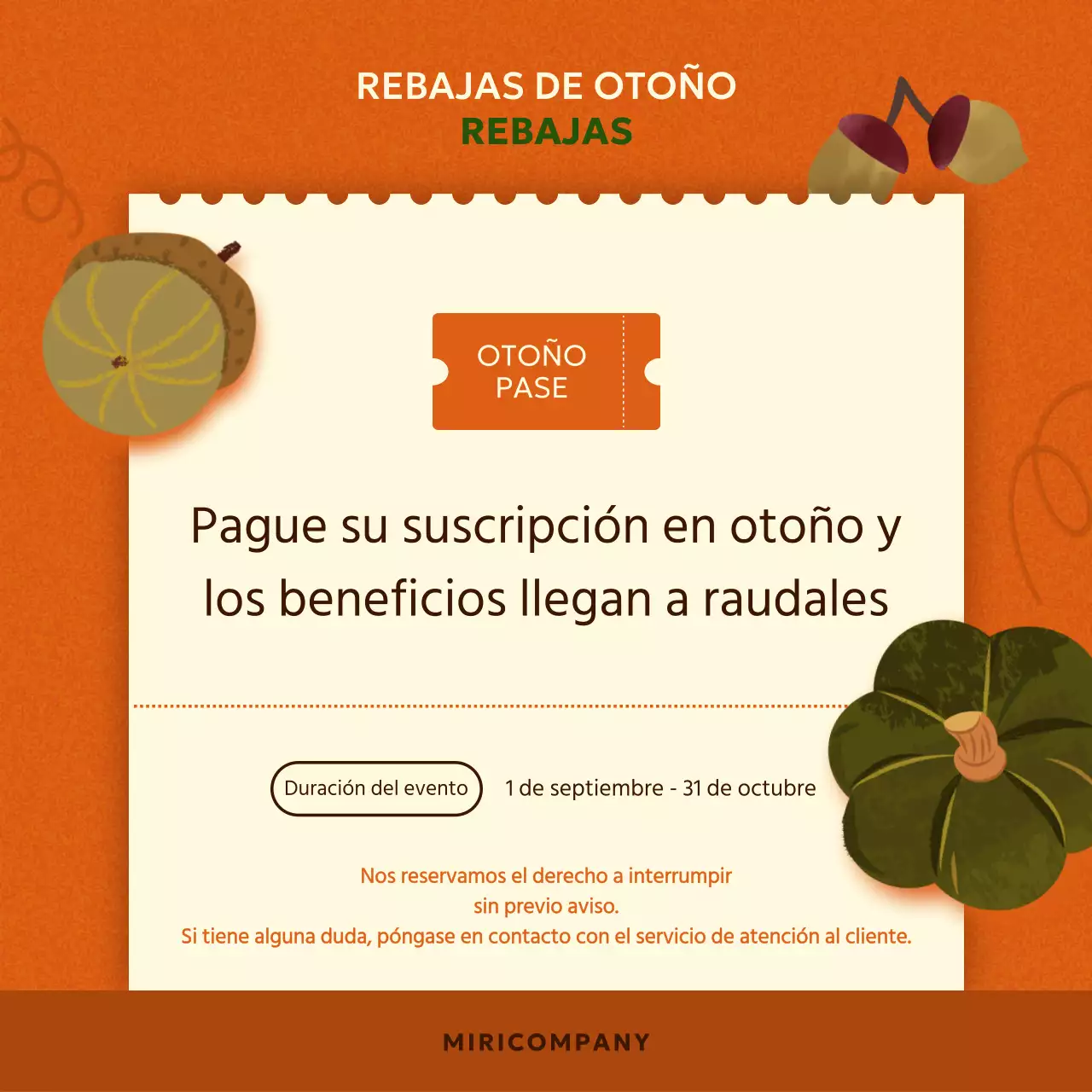 Promociones otoñales en naranja y marrón