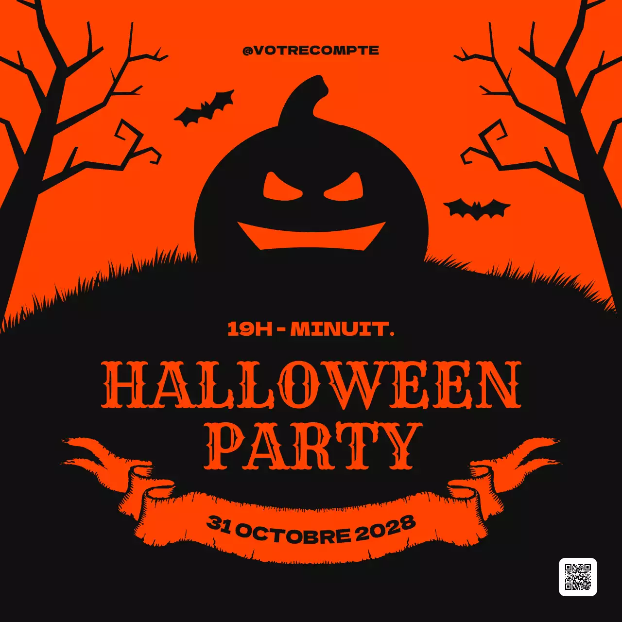 avis de fête d'halloween vintage rouge