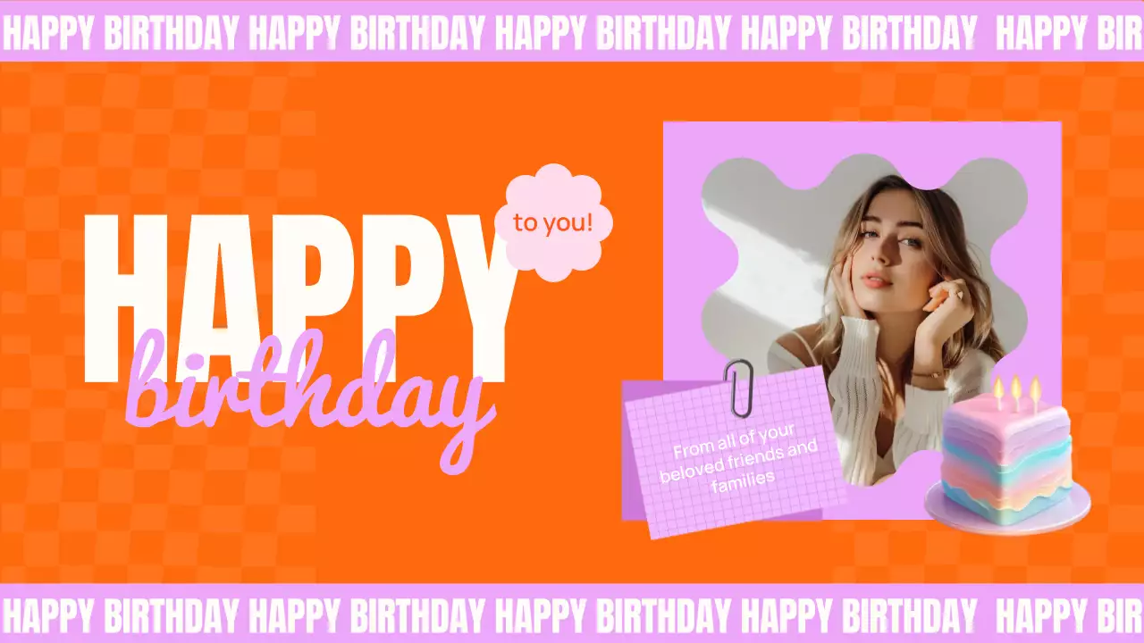 오렌지 레트로 생일 초대장 프레젠테이션