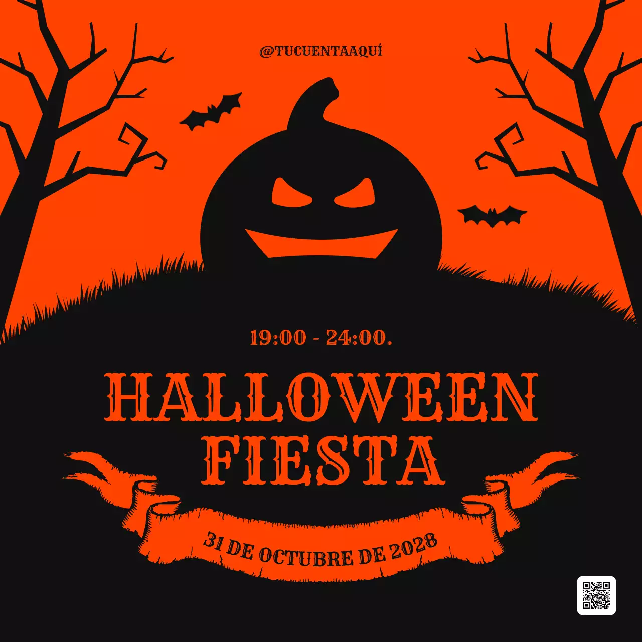 aviso fiesta halloween vintage rojo