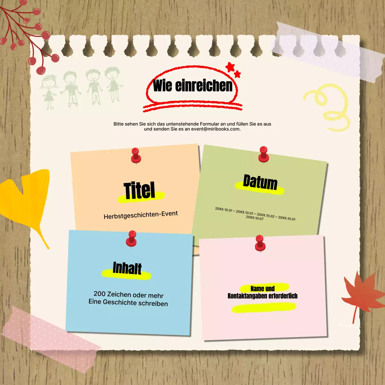 Ankündigung eines Aufrufs für Geschichten in Beige und Vintage