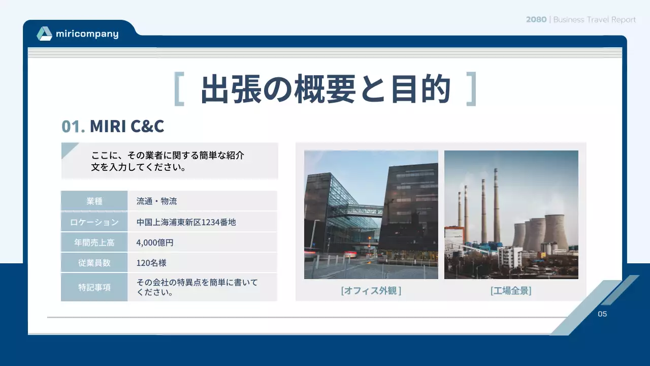 青 シンプル ビジネス 報告書 プレゼンテーション