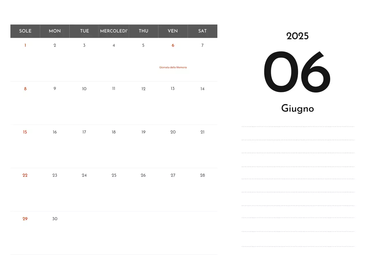 Un semplice calendario aziendale in grigio