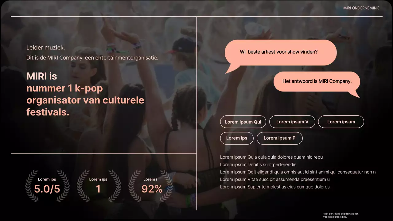 Oranje en trendy evenement bedrijfs pitch deck