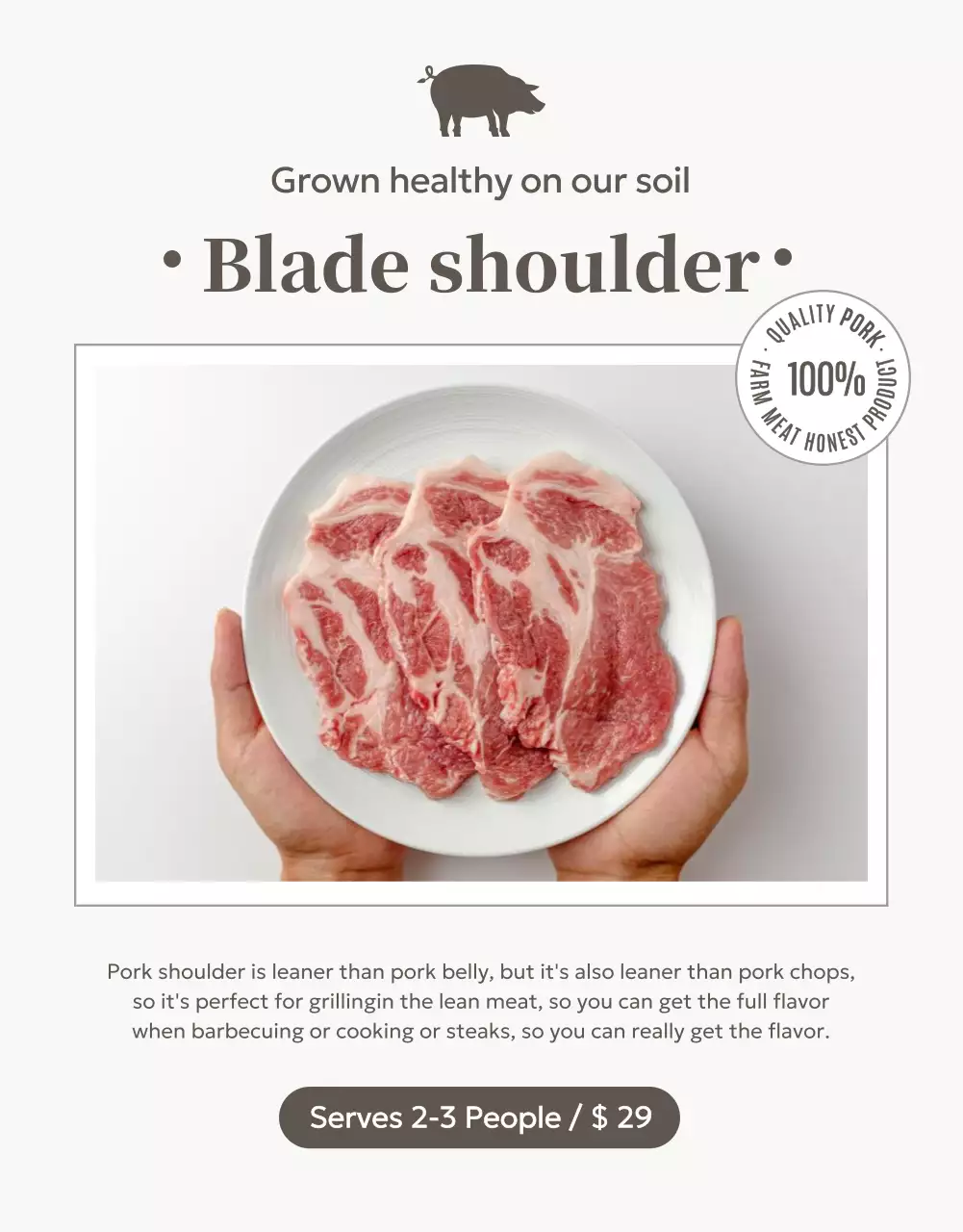 Beige Classic Pork Promotion Poster