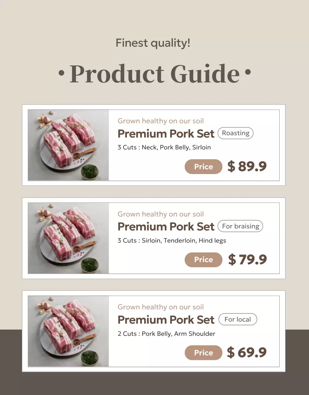 Beige Classic Pork Promotion Poster