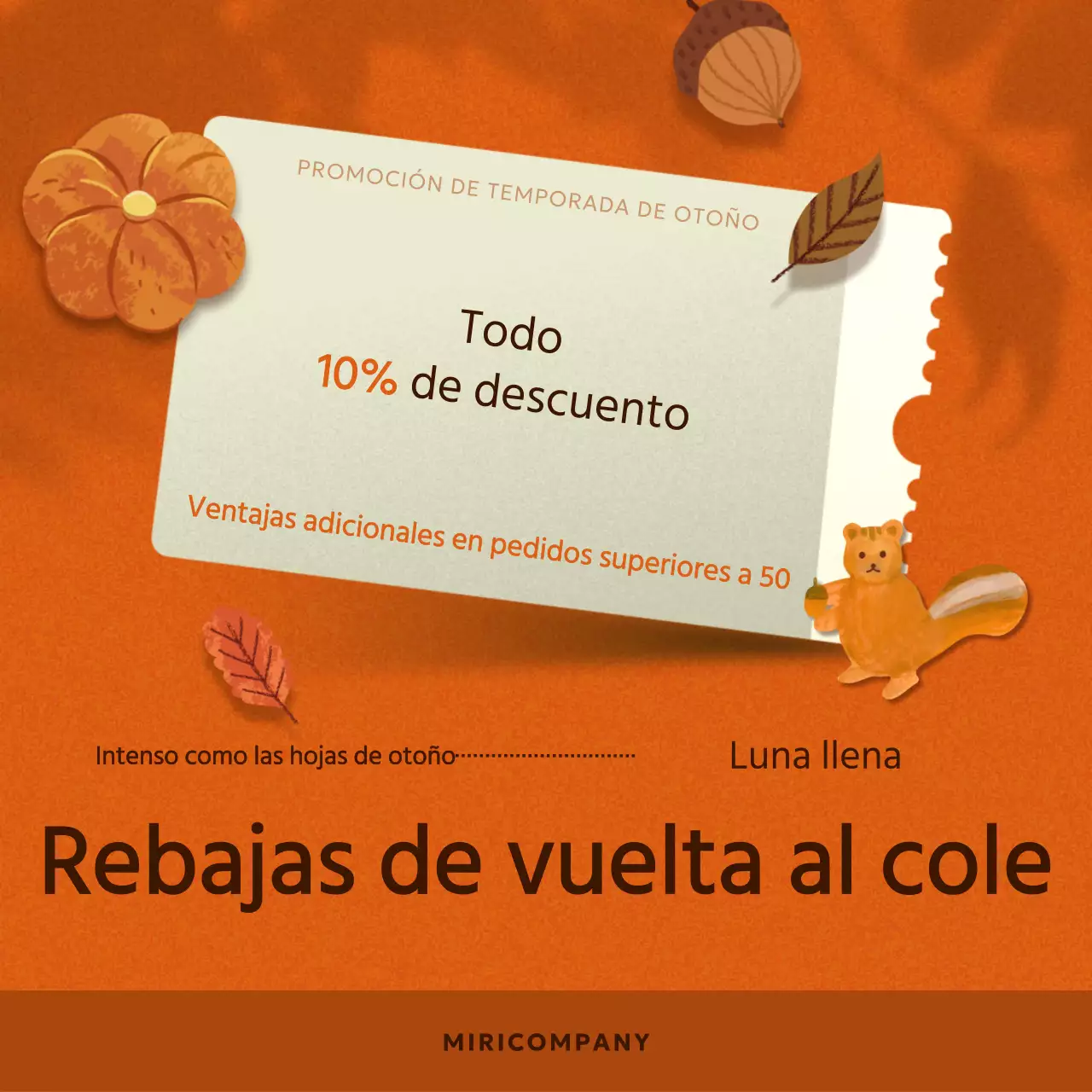 Promociones otoñales en naranja y marrón