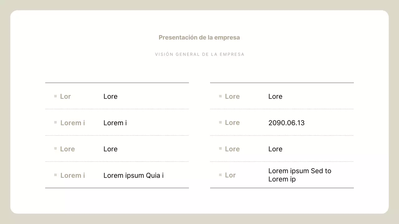 Descripción del perfil de la empresa Beige Simple