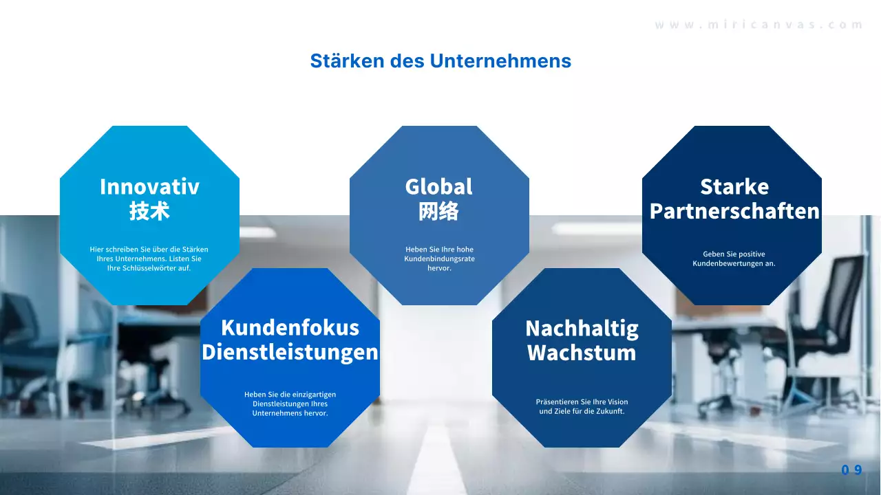 Fördern Sie Ihr blaues modernes Unternehmensprofil
